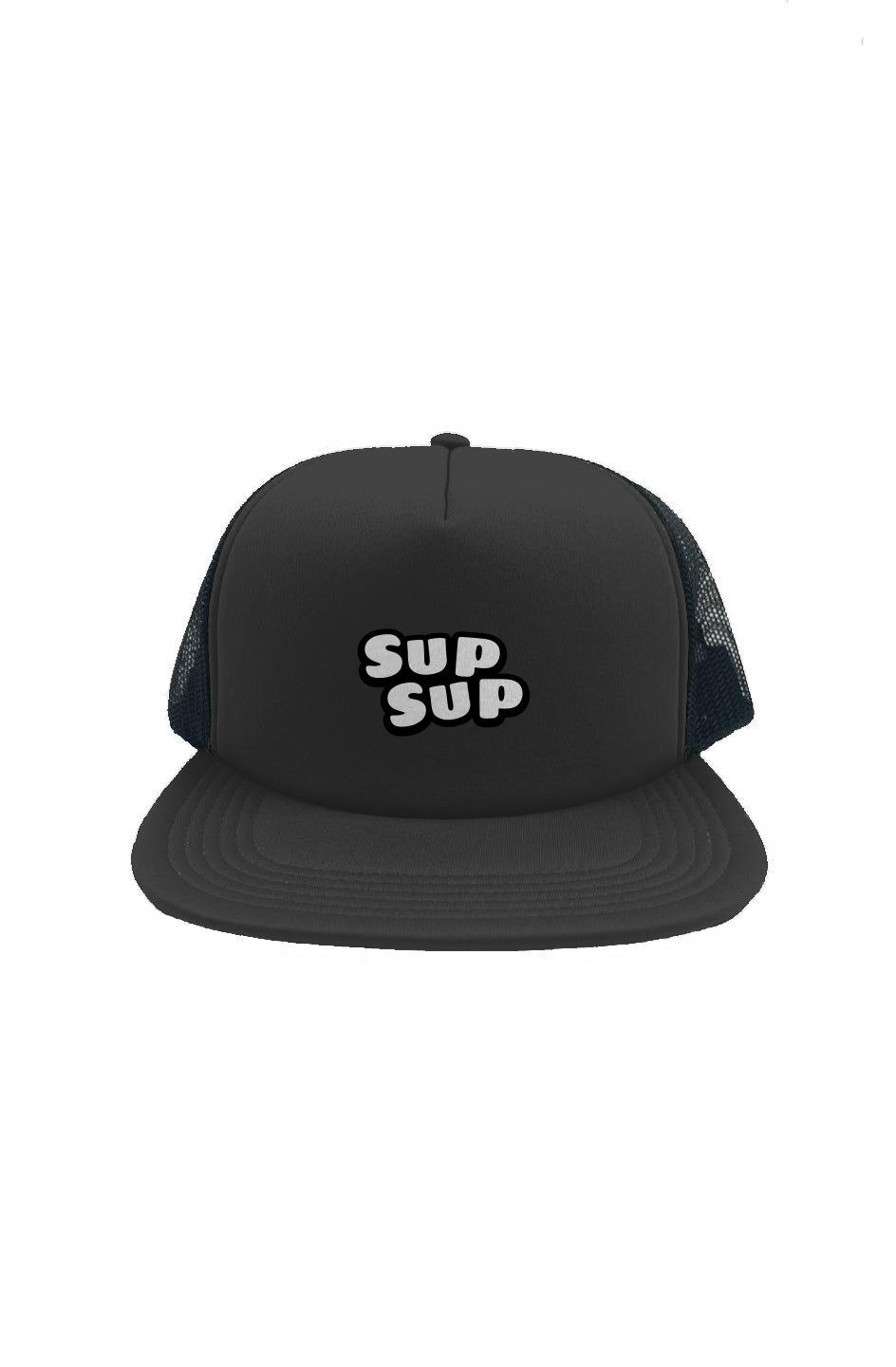 Black Embroidered Sup Cap Foam Trucker